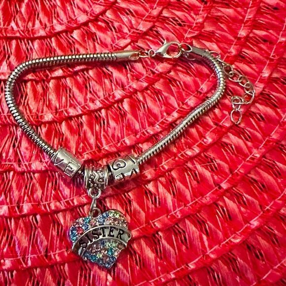 2 Reserved @lquinn50🎉 SISTER LOVE Bracelet w/ Colorful Rhinestones OS Adj Charm - Picture 2 of 3